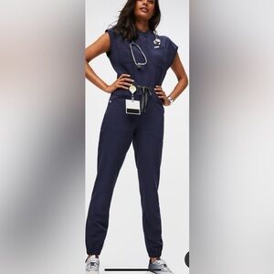 FIGS Rafaela Cargo Scrub Jumpsuit Navy Blue Size XS